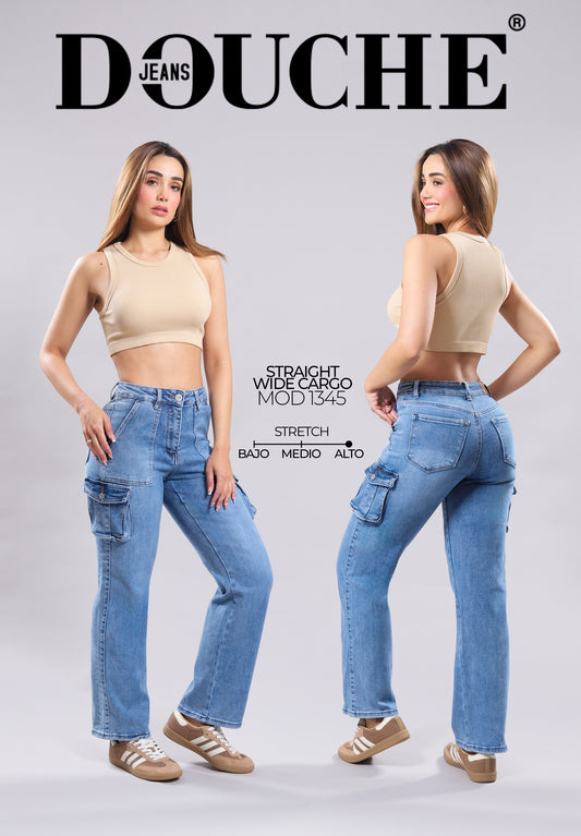 PANTALON DE MEZCLILLA DOUCHE STRAIGT WIDE (CARGO) 1345