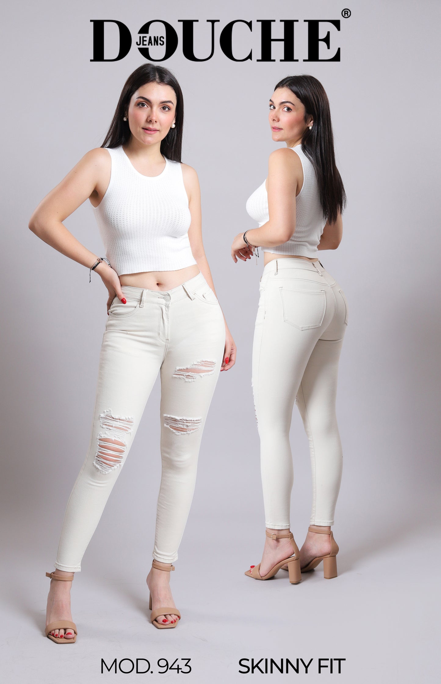 PANTALON DOUCHE SKINNY FIT MEZCLILLA BEIGE 943